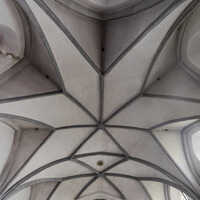 Ansicht Gewölbe Langhaus und Presbyterium von schräg unten